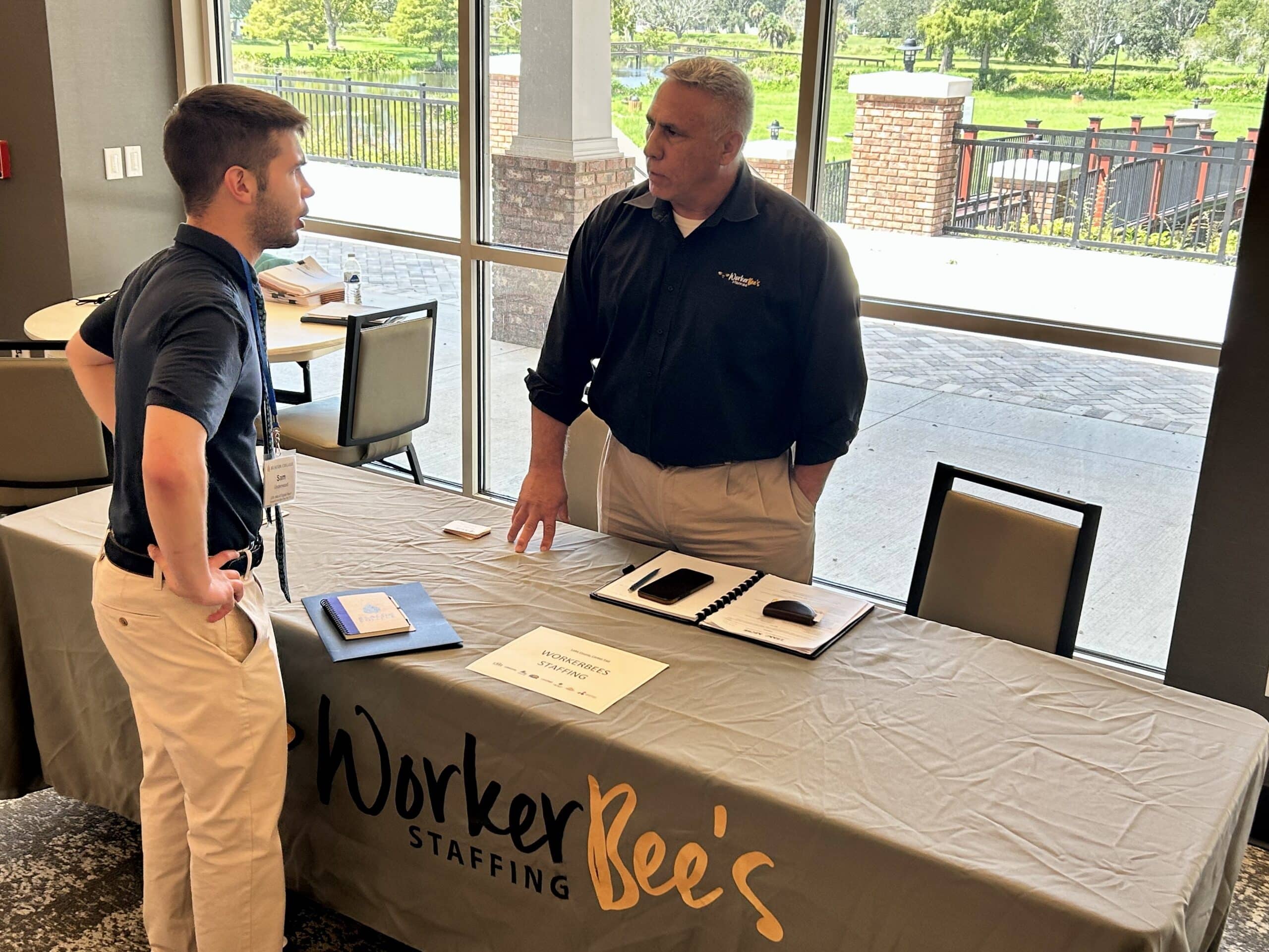 Worker Bee's meeting with a student at a convention